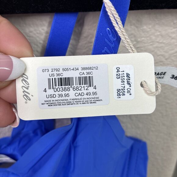 Smoothez by Aerie Bra Beige Full Coverage Unlined Underwire 36C Blue  New - Picture 3 of 8